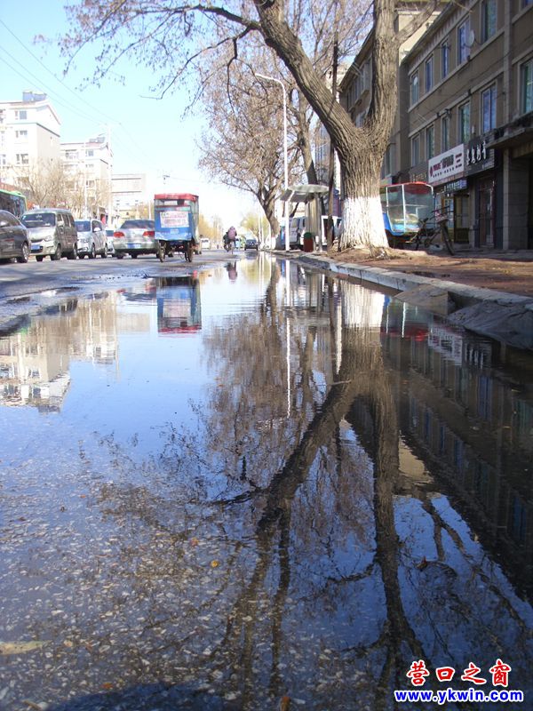 營口市公園路生活污水困擾兩個(gè)公交車站